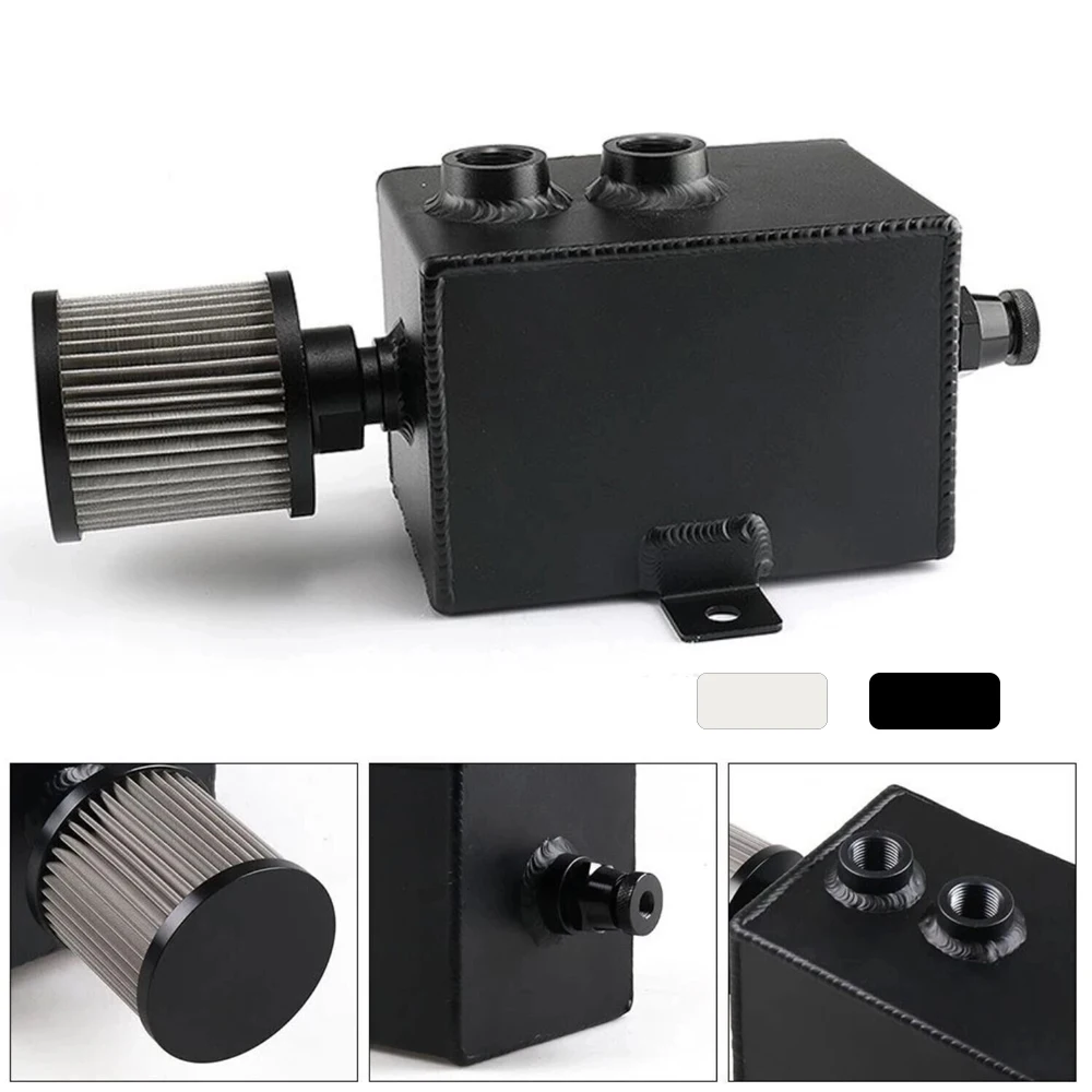 2 Port 2L Universal Oil Catch Can Tank AN10 + Breather Filter Drain Tap Baffled