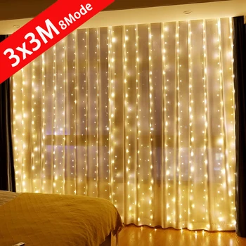 6x3M LED Curtain Icicle String Lights คริสต์มาสไฟ Fairy garland บ้านกลางแจ้งสําหรับงานแต่งงาน/งานปาร์ตี้/ตกแต่งสวน 3M
