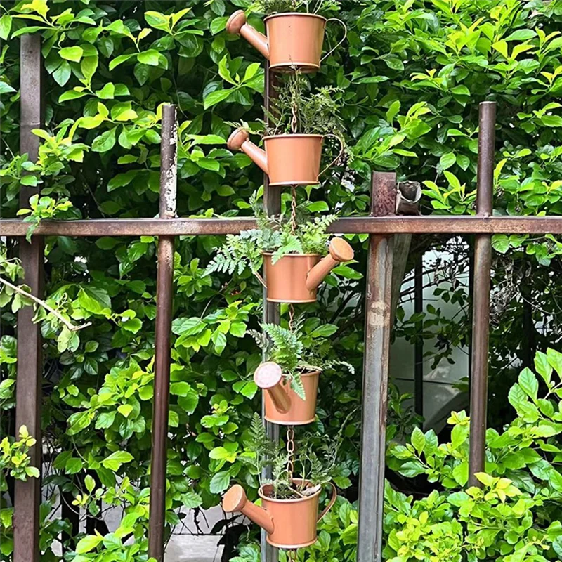 

Metal Rain Chain Hanging Kettle Decorative Rain Collector For Home Garden Gutter Roof Downspout Flower Pot Rain Chain Durable