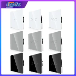 Bingoelec EU Light Switch AC100-240V Tempered Black White Crystal Glass Panel Touch Wall Light Sensor Button LED Indicator