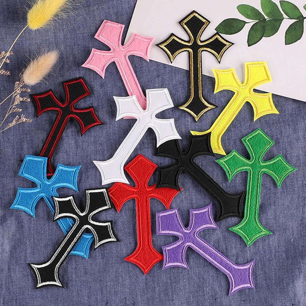 10 Stück mehrfarbiges Kreuz-Stickerei-Patch-Muster, DIY-Kleidung, Dekoration, Zubehör-Patch, 10,3 x 7 cm – Detail 1