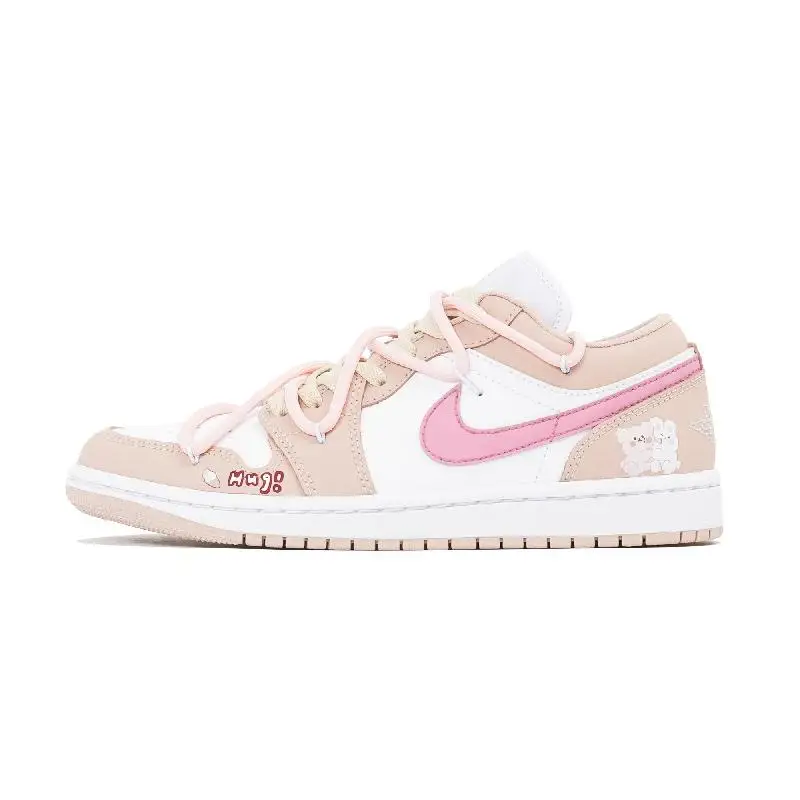 【Customize】Air Jordan 1 Vintage Basketball Shoes Unisex Low-top Pink Sneakers shoes DC0774-120