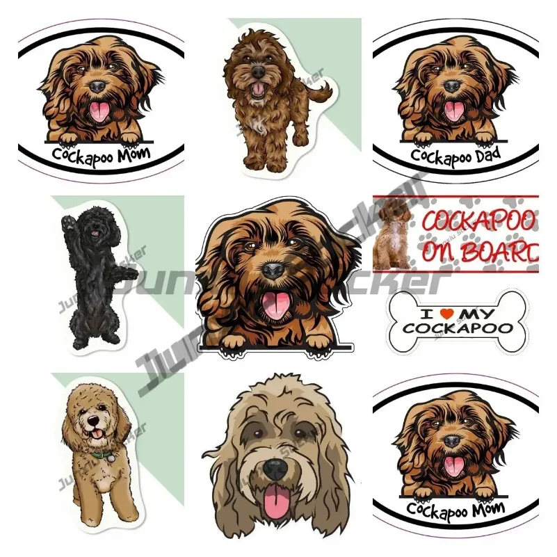 

Smiling Cockapoo Dad Mom Oval Vinyl Sticker Decal Cockapoo on Board Cover Scratches Decal Decoration SUV Fine Decal Accessories