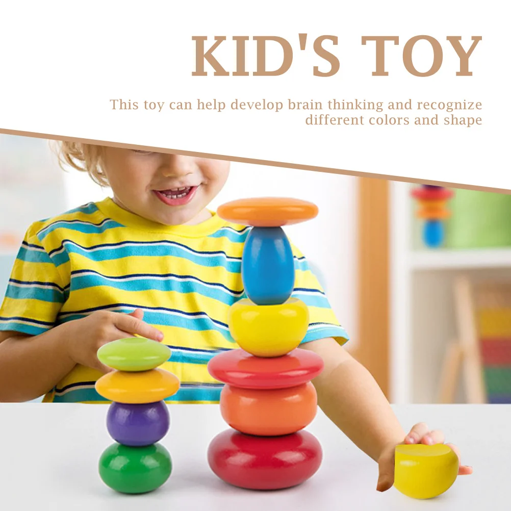 1 ensemble de blocs éducatifs en bois pour enfants, jeu de briques de construction d'équilibrage colorées, apprentissage précoce pour enfants, pierre de Simulation
