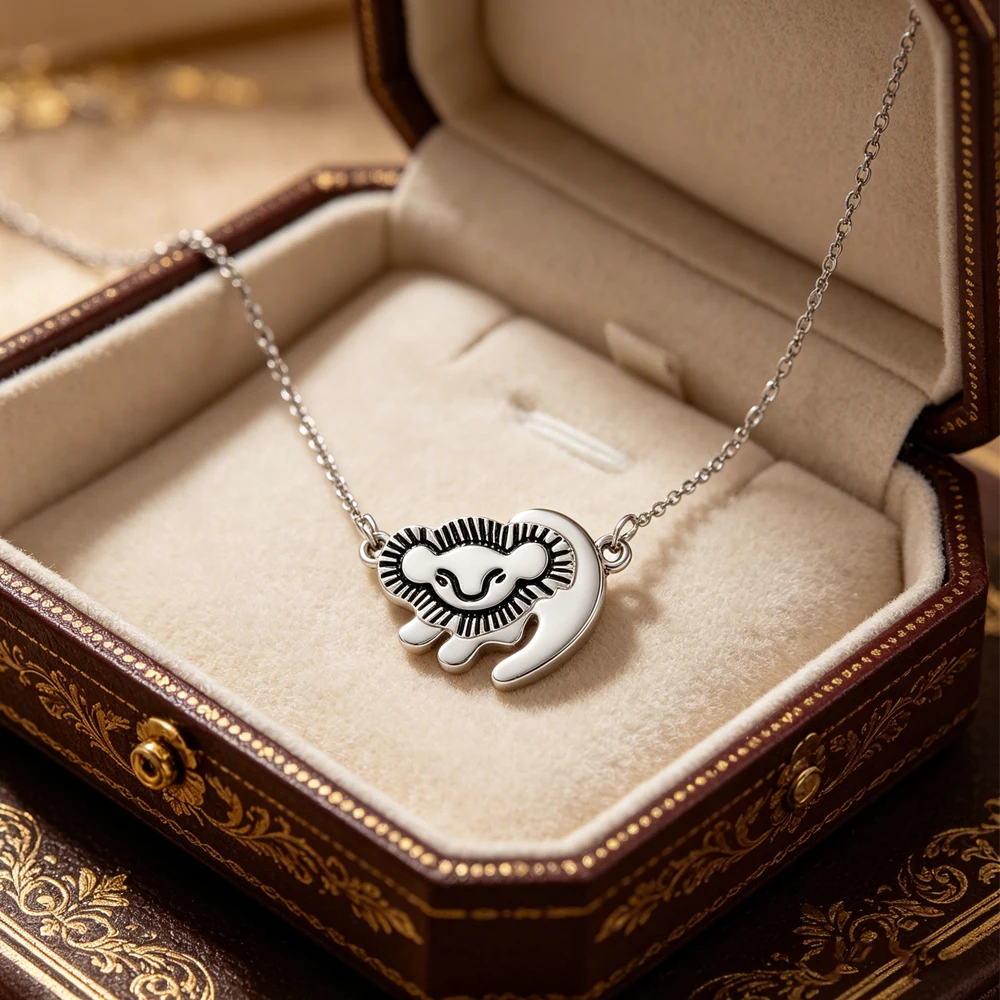 Cute Cartoon Lion Pendant Necklace Women's Stainless Steel Exquisite Animal-Shaped Necklace Simple And Fashionable Jewelry Gift