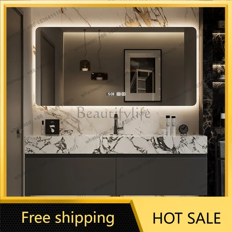 Bulgari Sintered Stone Double Basin Bathroom Vanity Set with Integrated Sink