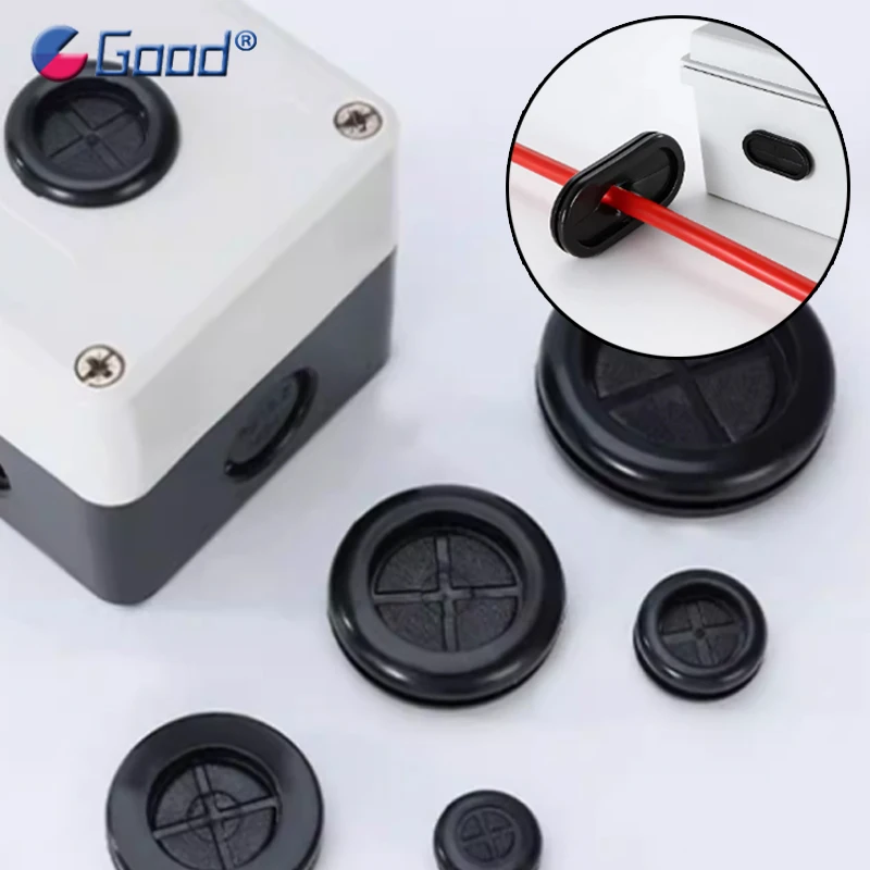 16~80mm Black Round Double-sided Grommet Protective Coil 13x27mm~40x110mm Oval Blanking Grommets Rubber Closed Blind Plug