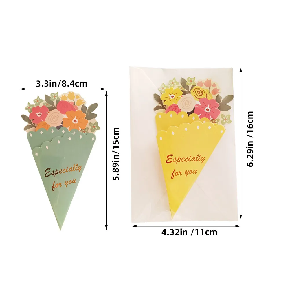 15Pcs Specialty Paper Flower Greeting Cards Mother's Day Blessing Cards Unique Mom Gift Mom Card Card for Mother