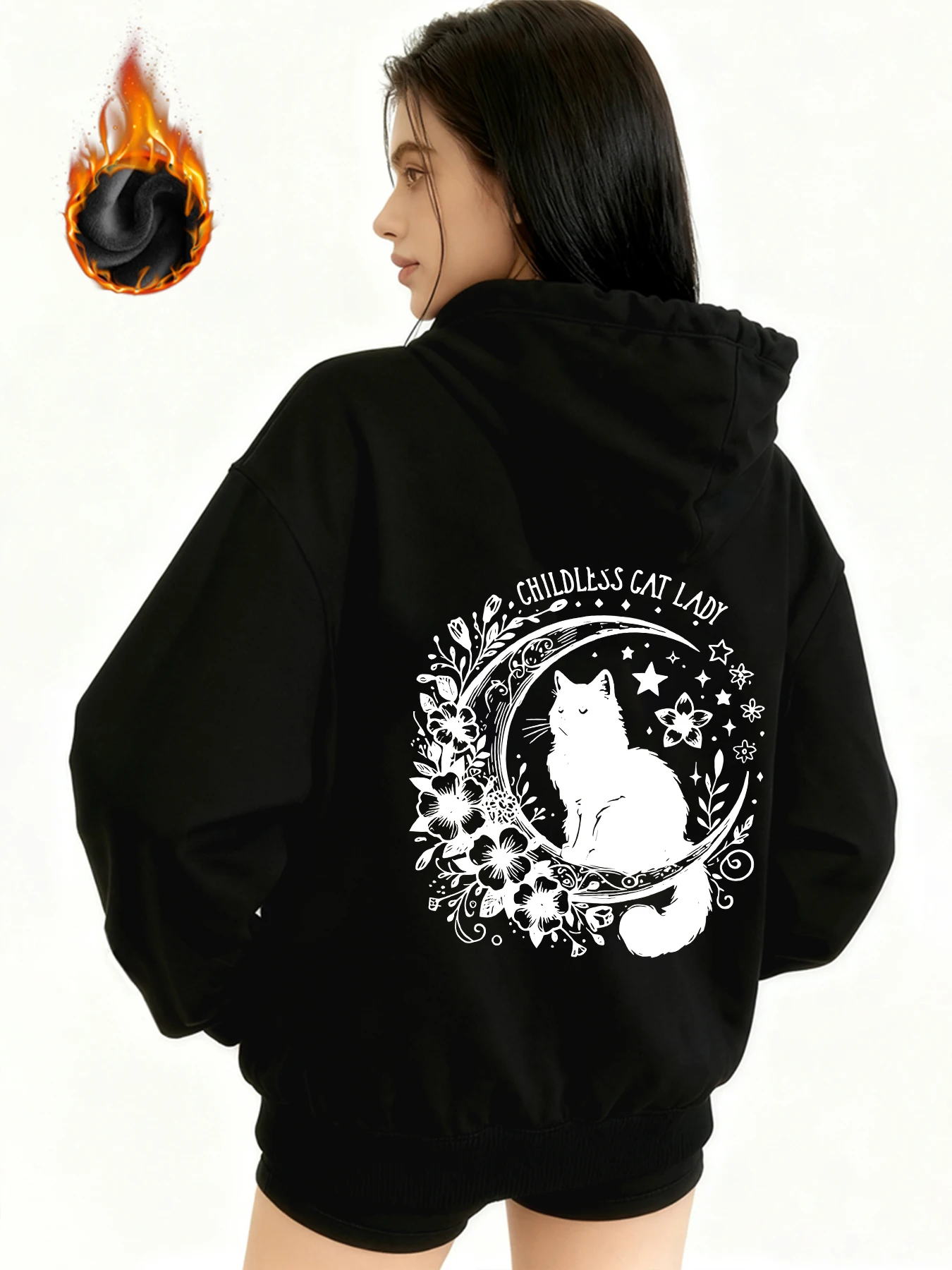 Winter Y2k gotische print dik zwaar fluweel zwart capuchon ritsjack slank temperament damesjas casual luie woon-werkstijl