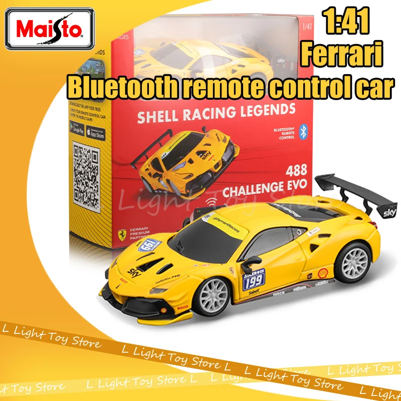 Maisto 1:41 Ferrari 488 Challenge Evo Bluetooth Modello di auto telecomandato Edizione Lega di lusso Veicolo Raccogliere modello Giocattoli Regali