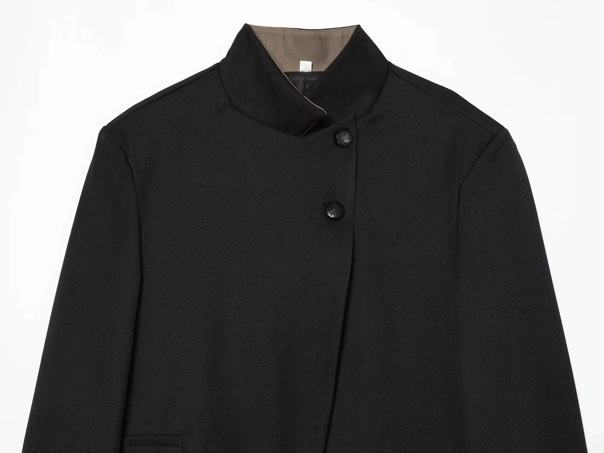 Damen Vintage Büro Einfarbiger Blazer Damen Stehkragen Langarm Lockerer Blazer Mode 2026 Frühling Sommer Lässiger Ladu-Blazer – Detail 8
