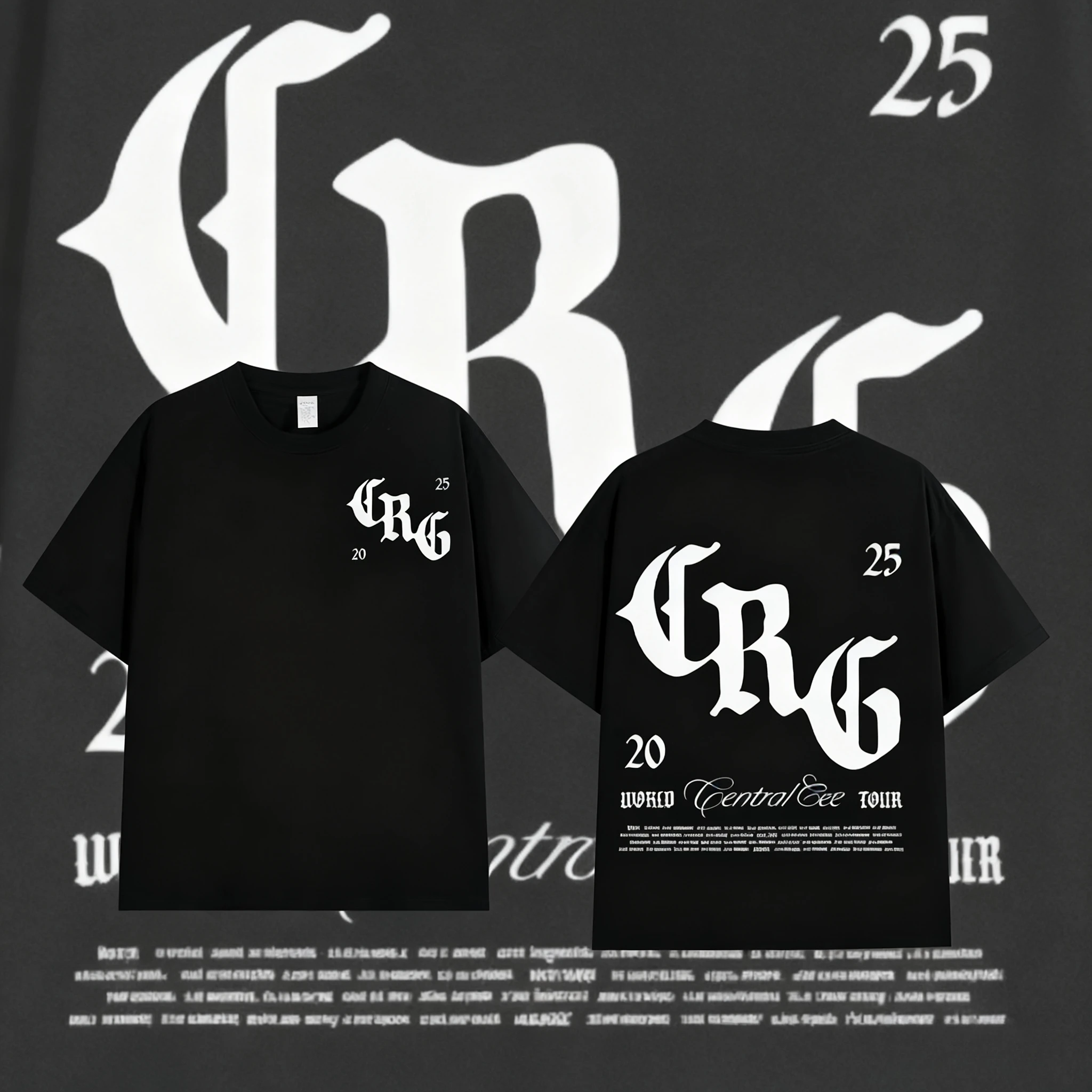 

2025 Summer Central Cee CAN'T RUSH GREATNESS World Tour Vintage Unisex Fashion Hip Hop 100% Pure Cotton Printed T-shirt Y2K