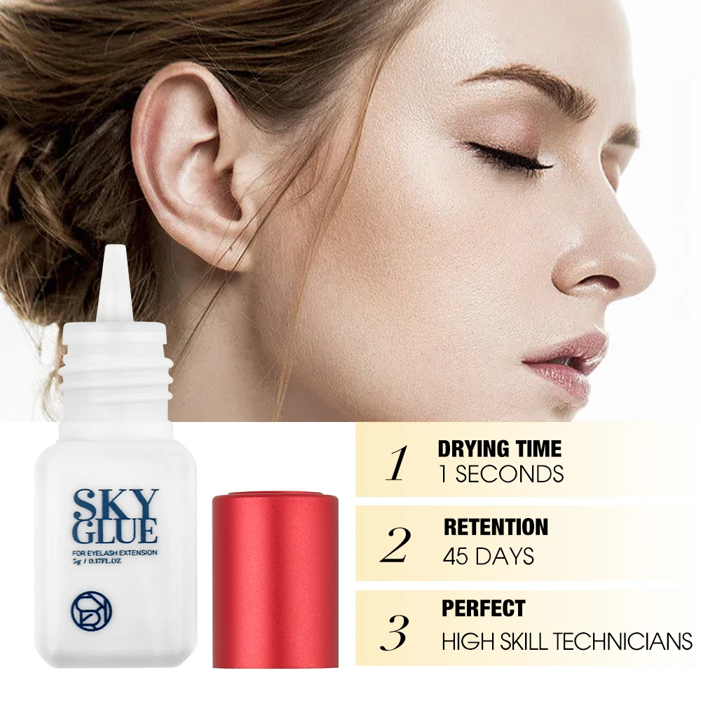 Sky Glue S+ 1s Fast Dry Strong IB Glue For Eyelash Extension Glue Retention 6-7 Weeks Low Smell No Irritation Wholesale Gemerry