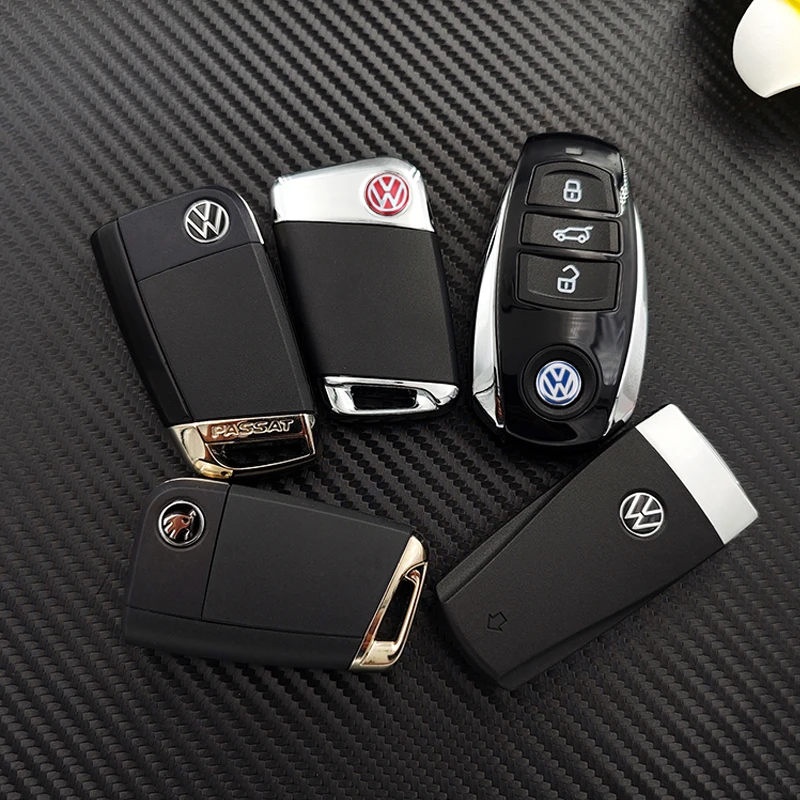 5/10Pcs 14mm Aluminium Metal Car Styling Remote Key Stickers For Volkswagen GTI R-Line R Polo Golf Passat Scirocco Jetta Tiguan