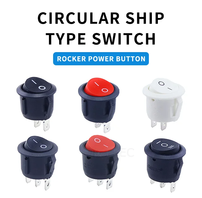 1pc kcd105 6A/250VAC 10A 125 puszka czarna okrągły kołyskowy przełącznik dwupozycyjny wyłącznik zasilania plastikowy przełącznik 2pin