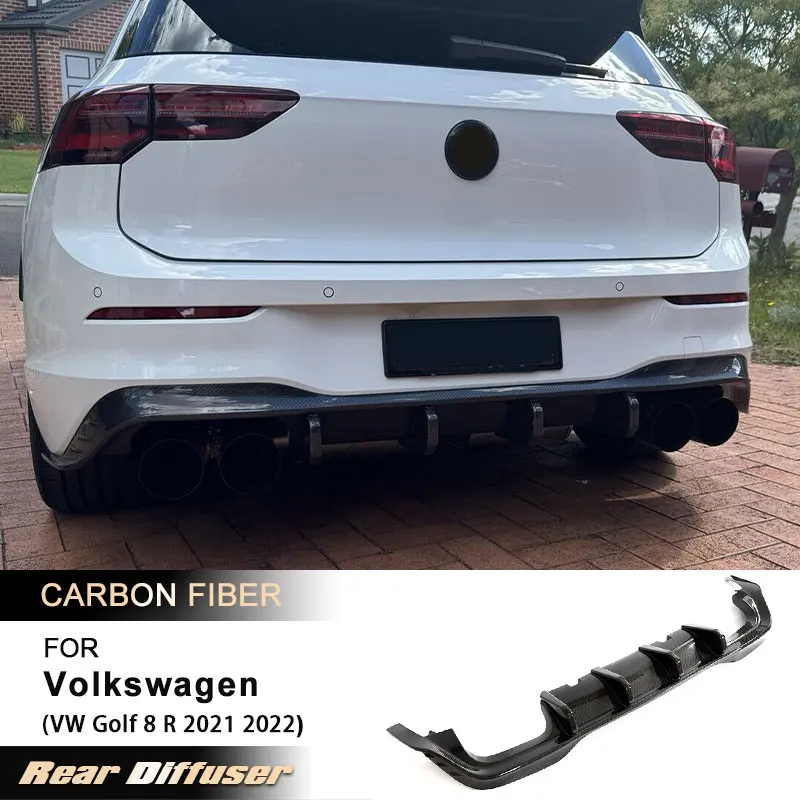 Car Rear Bumper Diffuser Lip Spoiler for Volkswagen VW Golf 8 R 2021 2022 Racing Rear Diffuser Apron Lip Body Kit Carbon Fiber