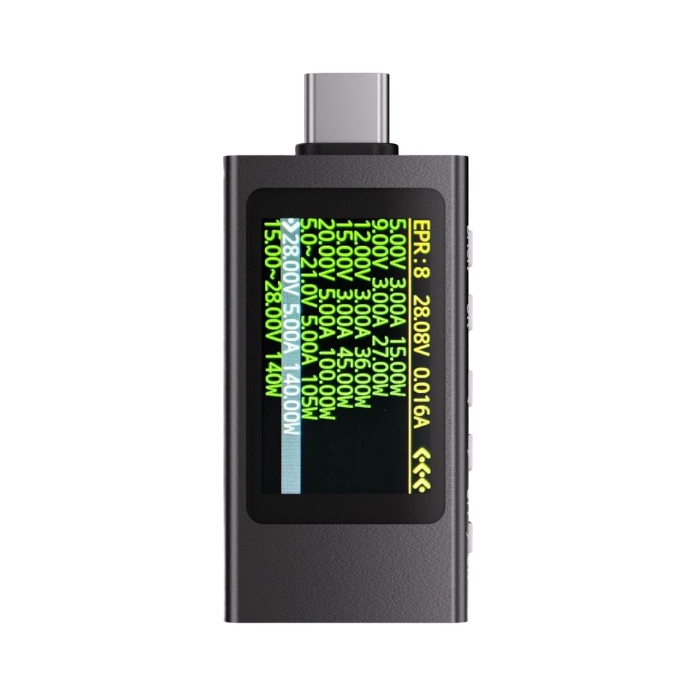 PD USB-C Charging Tester with Three Switchable Home Screens for Real Time Voltage For Current Power Monitoring