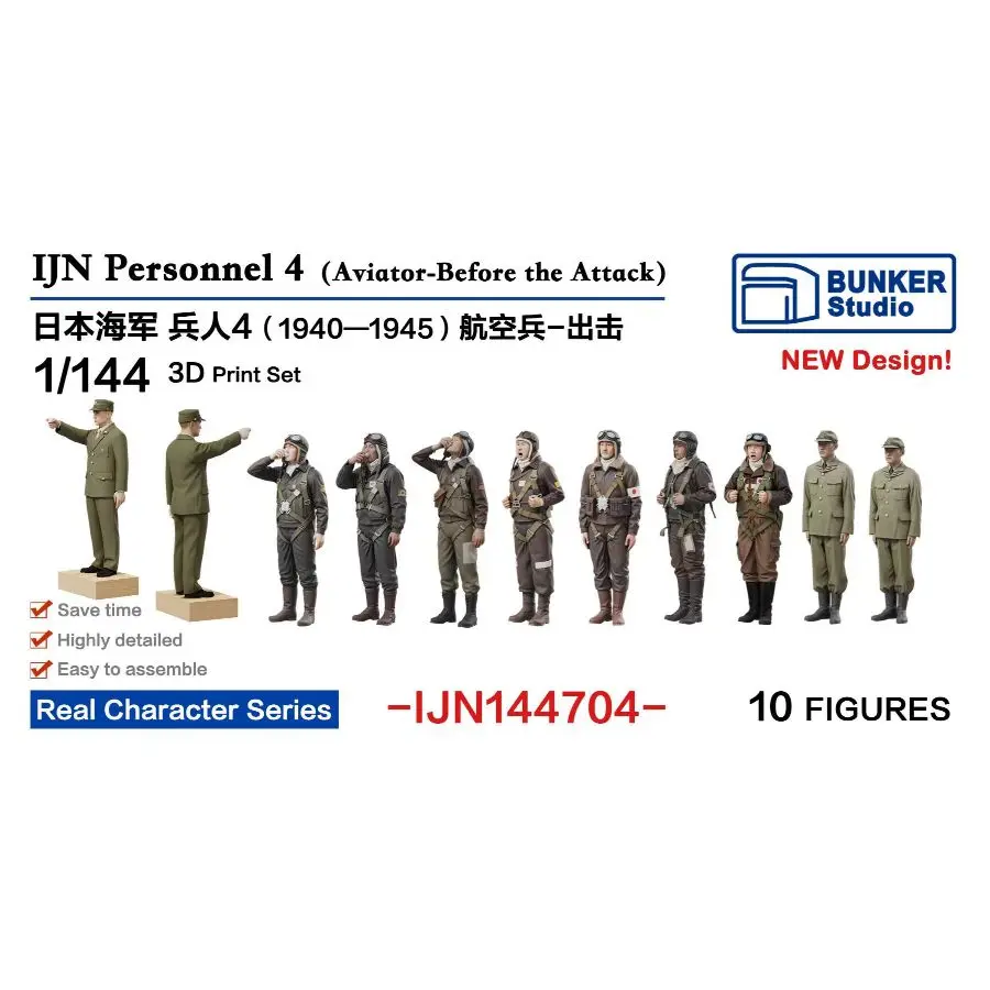 BUNKER IJN144704 1/144 IJN Personnel 4 (Aviator-Before the Attack)3D-print 10PCS