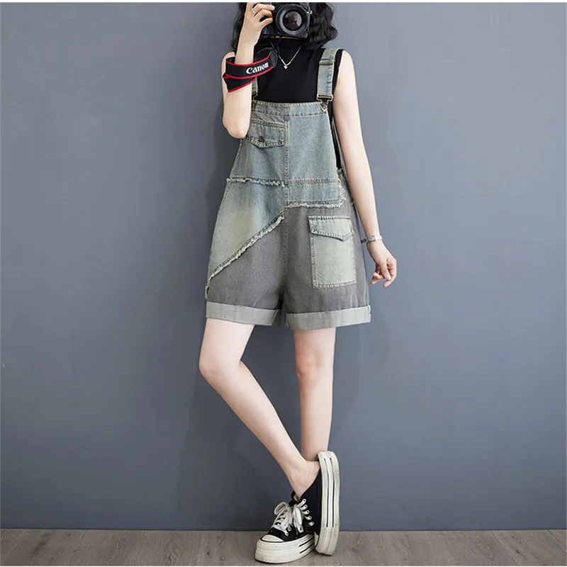 Summer New Vintage Jumpsuit Women Clothing Cotton Wide Legs Bib Female Overalls Woman Personality Denim Rompers Ropa De Mujer