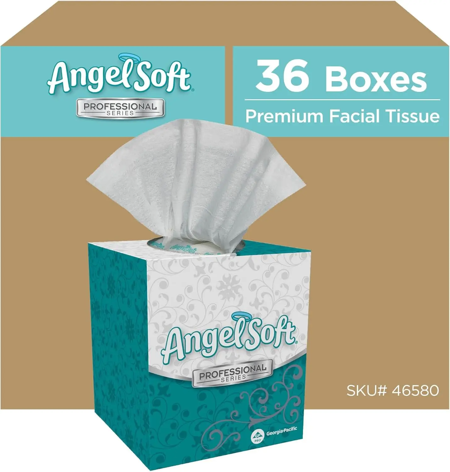 Angel Soft Professional Series 2-Ply Facial Tissue by GP PRO, Cube Box, 46580, 96 Sheets Per Box, 36 Boxes Per Case