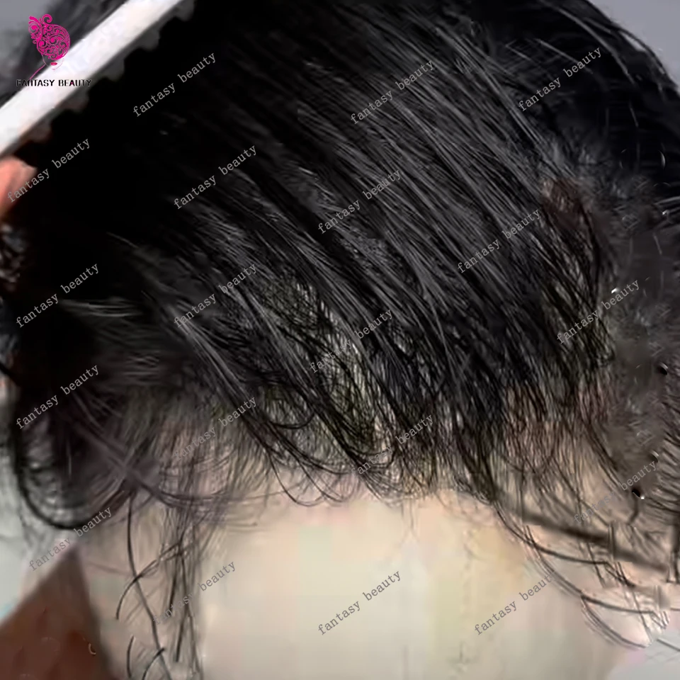 

Мужские парики из натуральных волос с ультратонкой основой из ПУ, 80% плотность, незаметные, толщина 0.04 мм, ультратонкая система из искусственных волос.