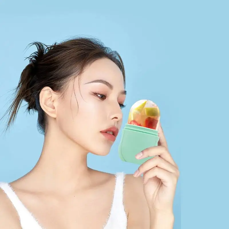 Silicone Face Ice Cube Mold For Beauty And Skin Care Silicon Face Ice Roller With Cleansing Brush