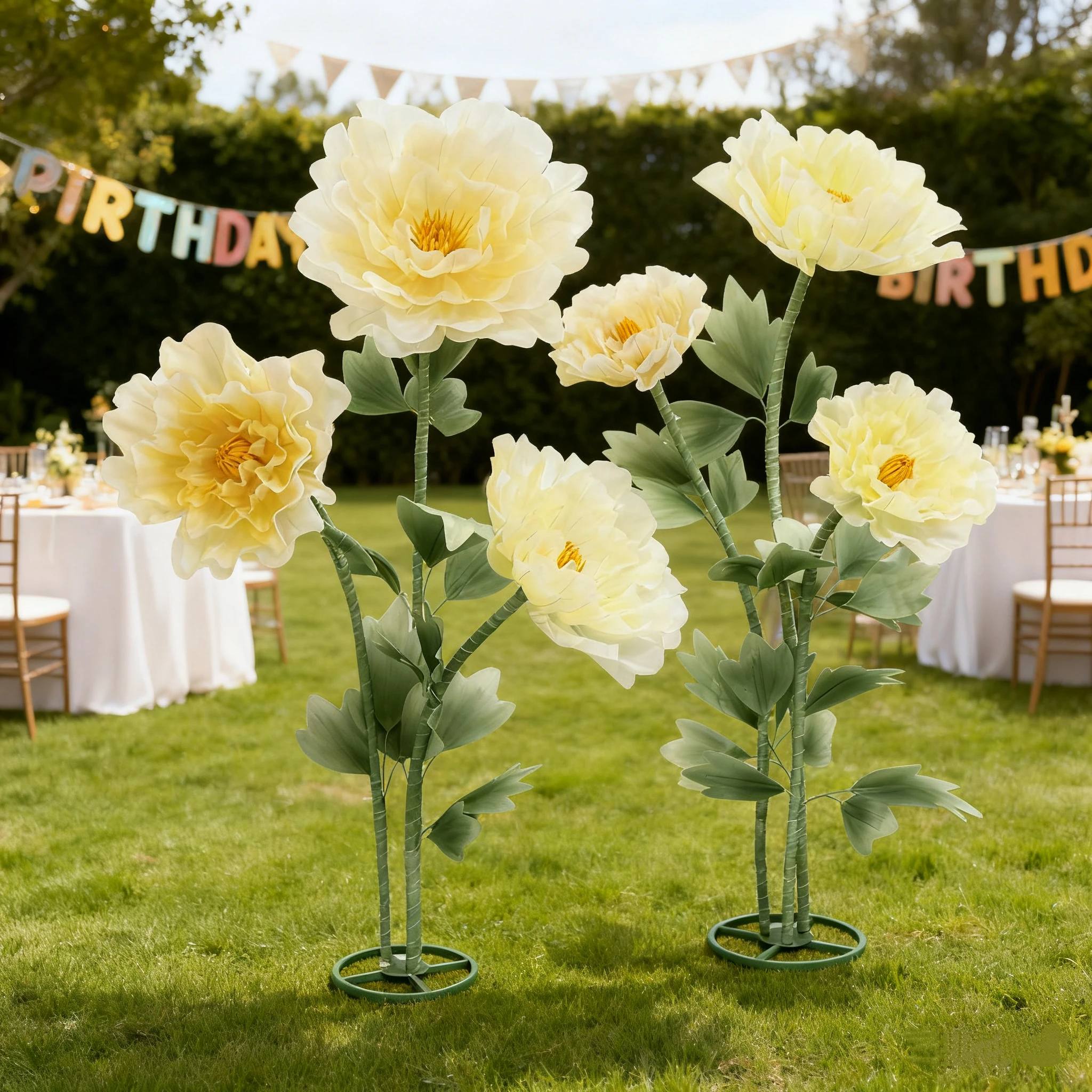 Giant Silk Pink Peony Flowers Wedding Decor Artificial Blooming Plant Outdoor Road Lead Backdrop with Stand for Event Decoration