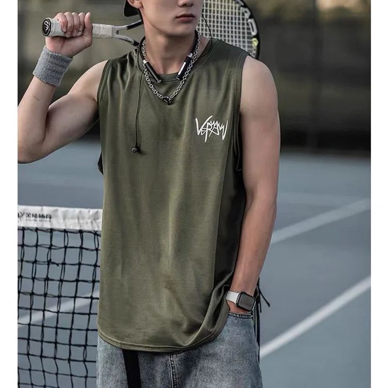 

Fashion O-Neck Sleeveless Printed Casual T-Shirts Men's Clothing Summer New Loose All-match Tank Top Young Style Tee Shirt
