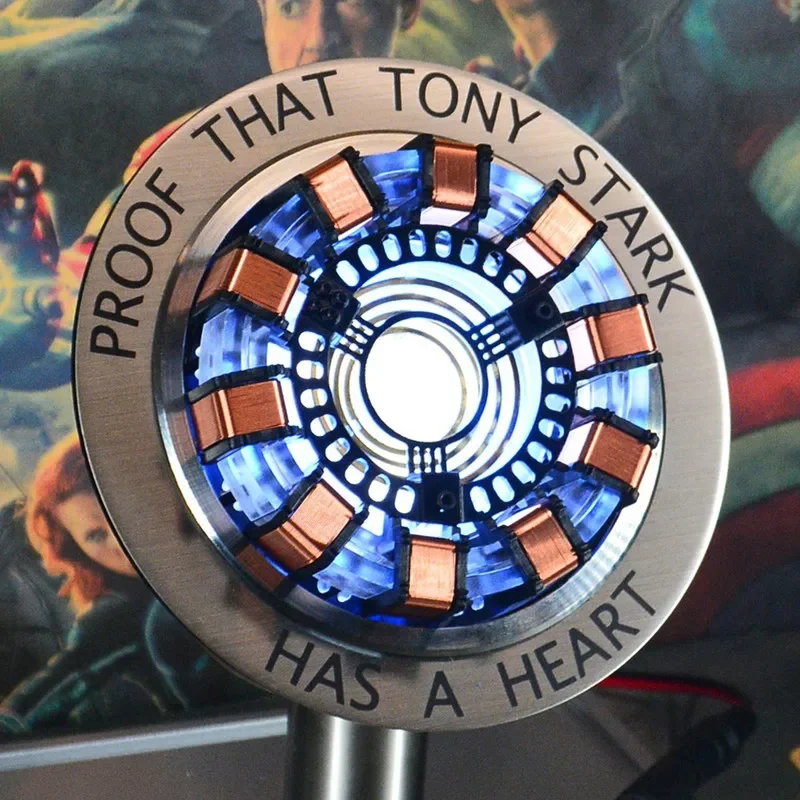 Stark MK1 سبيكة معدنية USB LED مصباح التحكم الصوتي عن بعد، سطح PVD، مقاوم توني ستارك لديه قلب، هدية لمحبي