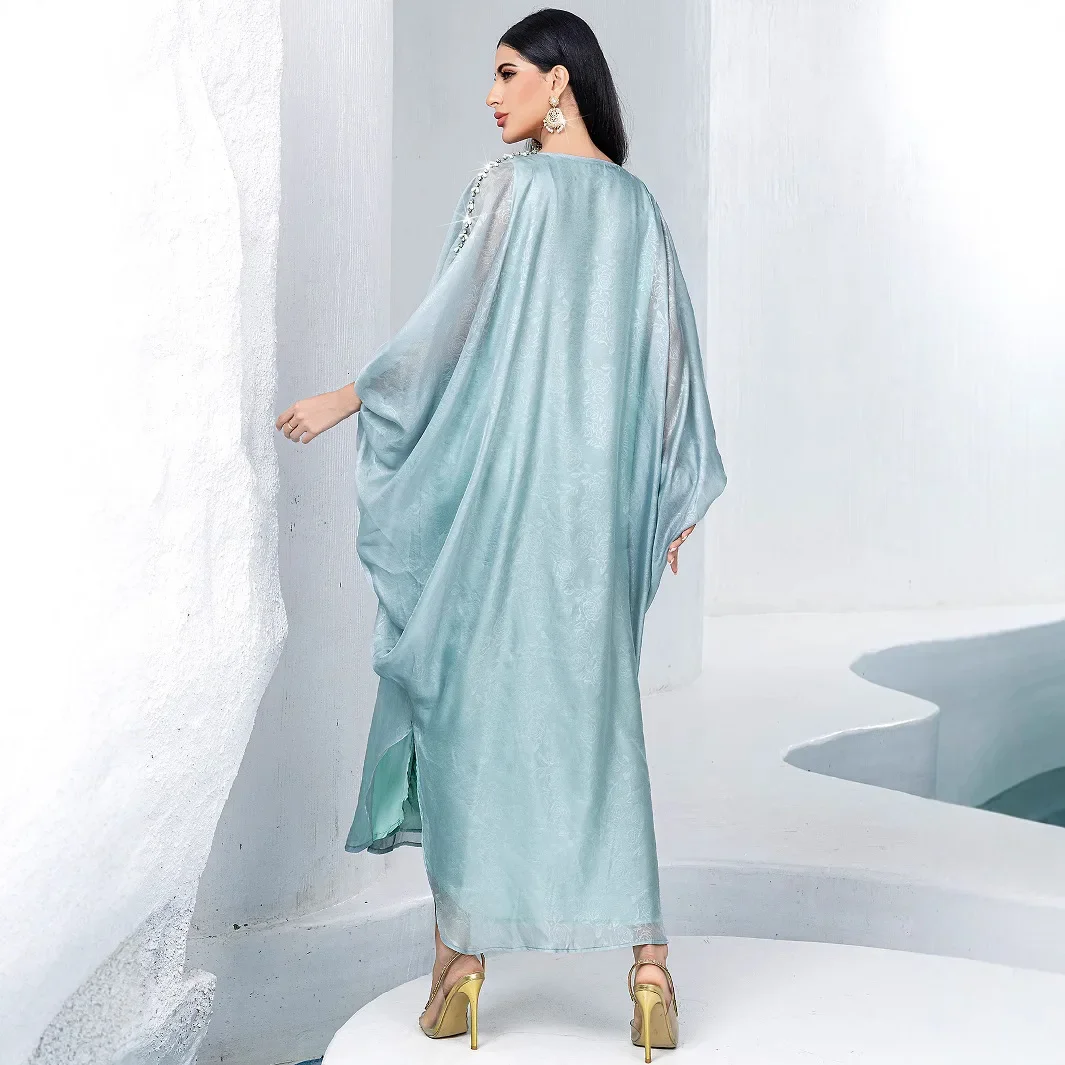 Luxo dubai abaya diamantes kaftan feminino vestido muçulmano batwing manga caftan marocain femme robe eid ramadan islam roupas vestido