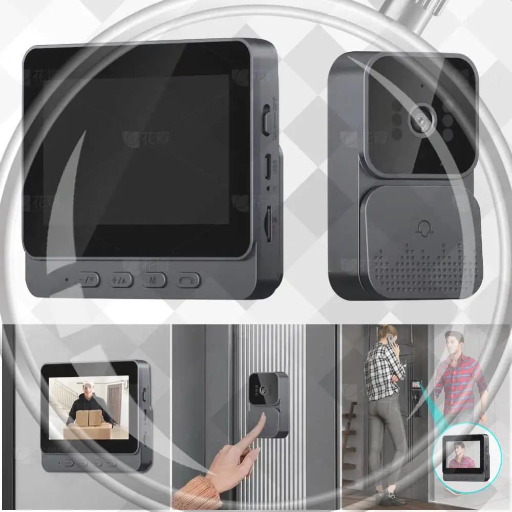 

Видеодомофон, беспроводной дверной звонок 1080P с ИК-подсветкой для ночного видения, домашний дверной звонок 2.4G с 4.3-дюймовым IPS-экраном для использования внутри и вне помещений