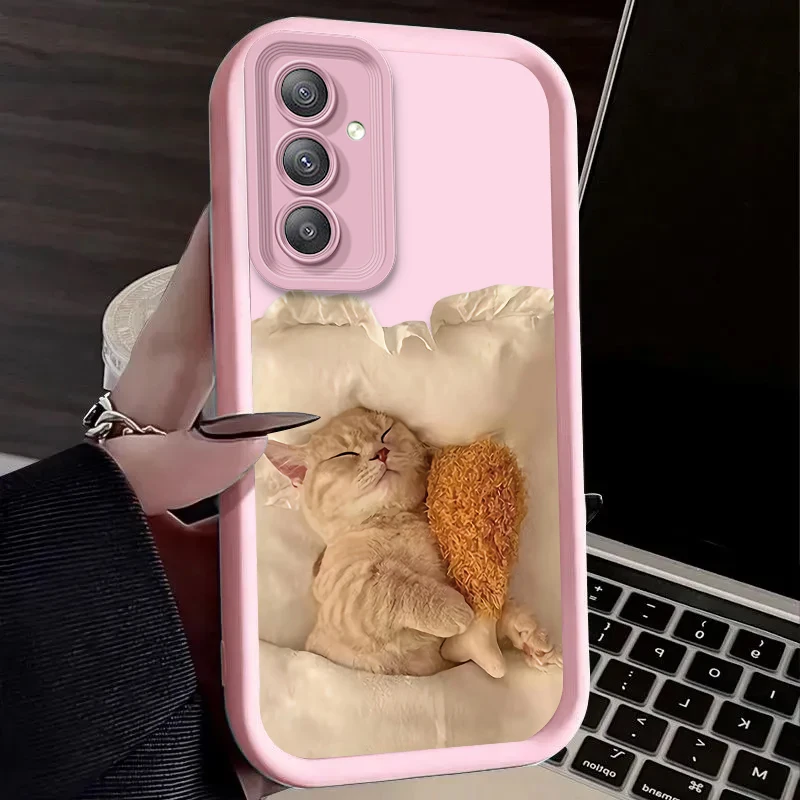 Funny Lovely Cat Silicone Case for Samsung Galaxy A35 A55 A15 A25 A16 A06 A05 A05S A24 A13 A23 A12 A22 A32 A52 A71 A51 4G Cover
