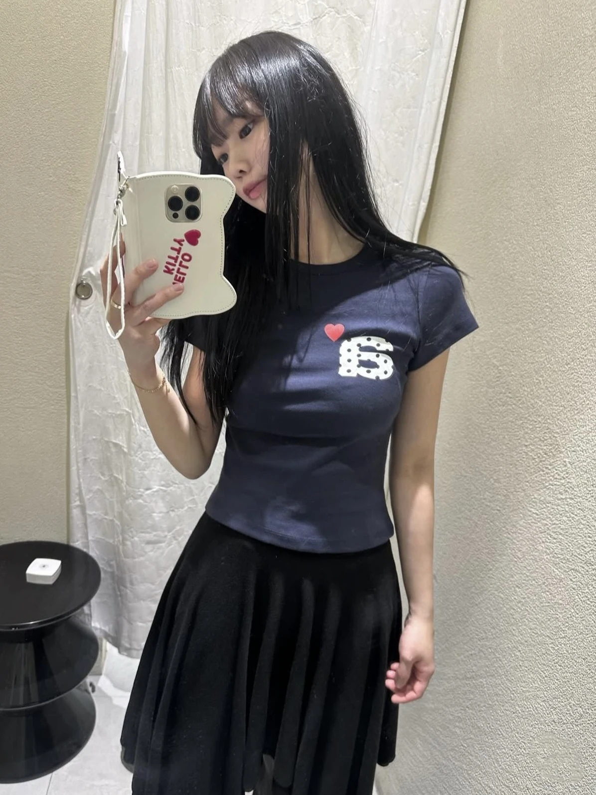 T-shirt ort Sve imprimé cœur à pois pour femmes, amincissant, mettant en valeur la taille, coréen Sle coton 00% été Faion