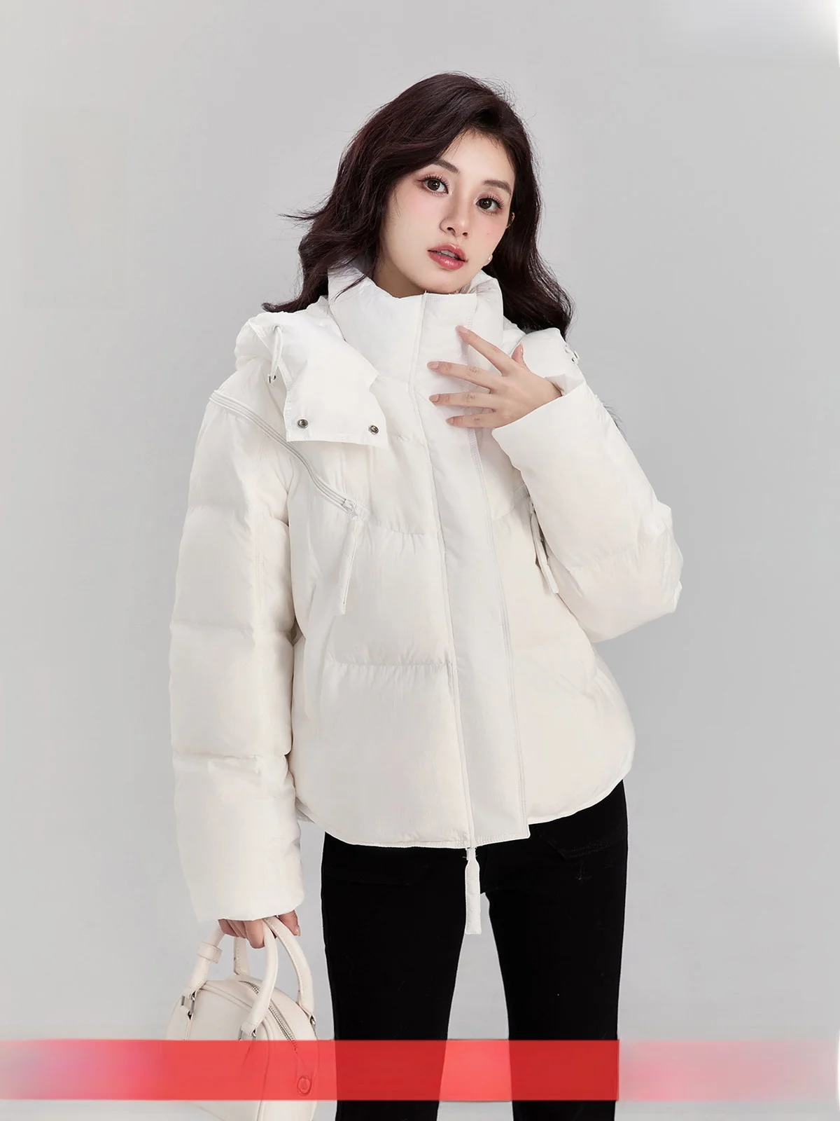 

Women's 90 White Du down Parka Coat Winter Loose Workwear Jaet Simple Commute Sle Polyester Fiber Zipper Closure Long S...