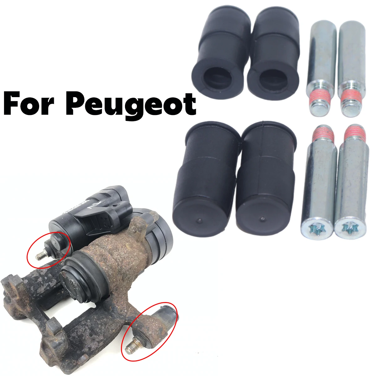 

For Peugeot Partner Tepee Origin Front Brake Caliper Slider Guide Pins Bolt Kit Left Right Disc Housing Sleeve Bushing Boot Seal