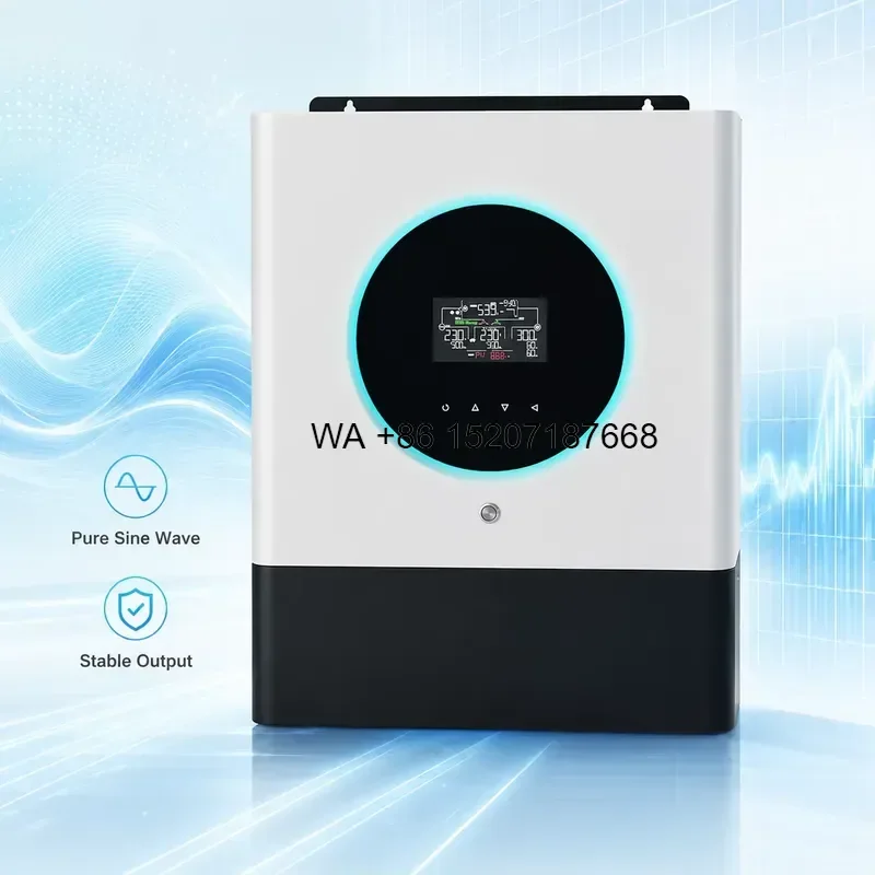 Wmwmnu 8kW Off Grid Hybrid Solar Inverter 48V 230Vac Single Phase Built in 120A MPPT Pure Sine Wave WiFi BMS for Home Energy
