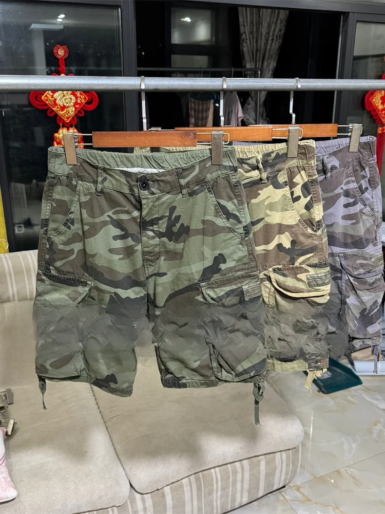 

Retro Camouflage Workwear orts Men's Loose Large Size Summer Trendy American Outdoor Functional Straight Leg Five-Quarter P...