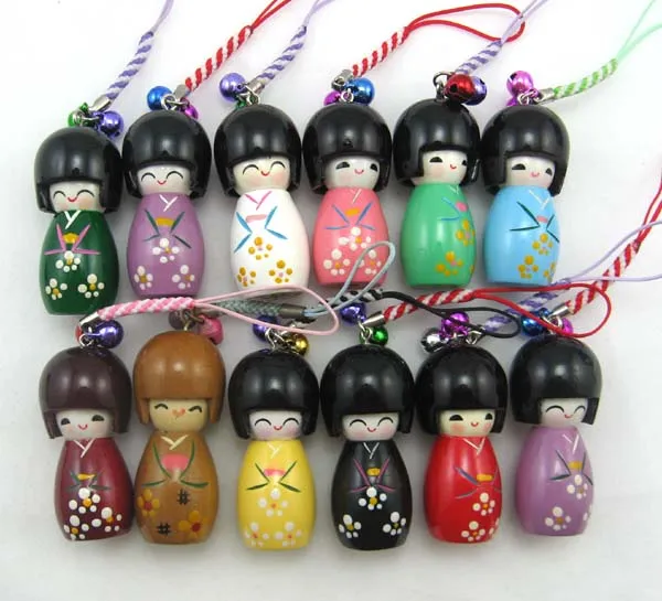 Wholesale lot 20pcs Cartoon Japanese Oriental Kokeshi Doll Handbag Charm Jewelry Accessory  Gifts H-13