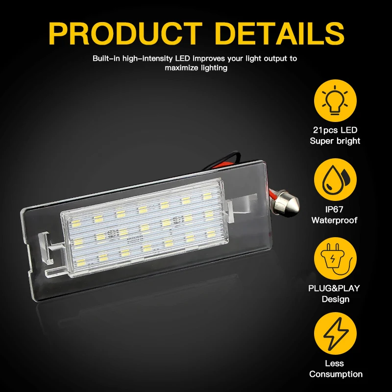 2 قطعة أضواء لوحة ترخيص LED الأبيض لشركة فيات باندا Mk3 نوع 169 MK4 312 319 عدد الخلفية مصباح اكسسوارات السيارات OEM #   71734797