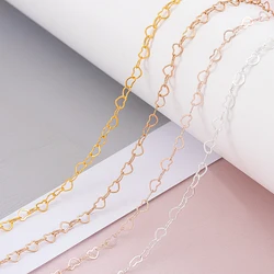 1Meter 3mm Necklace Love Heart Copper Link Chains for Necklace Bracelet DIY Jewelry Making Supplies