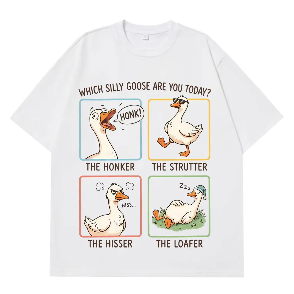Silly Goose Mood Chart Funny Meme T-shirt Men Women Fashion Casual T-shirt Short-sleeved Loose Cotton Aesthetic Trend T-shirts