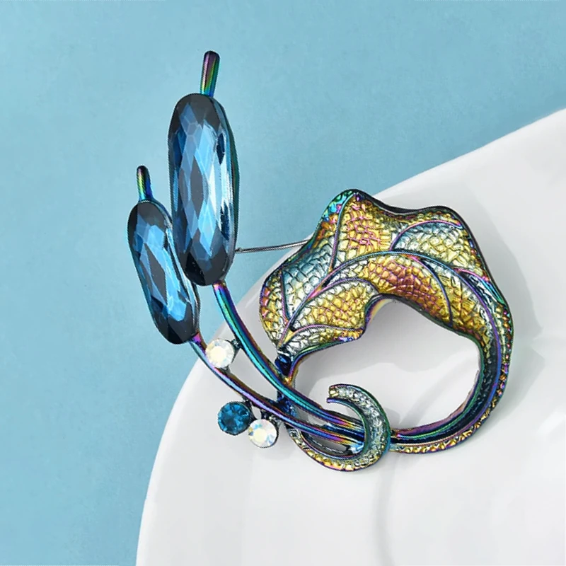 Wuli&baby Crystal Circle Flowers Brooches For Women Unisex Beautiful Leaves Plants Party Office Brooch Pins Gifts