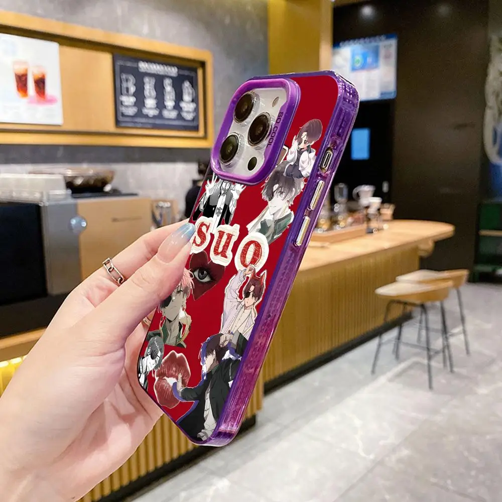 Disjuntor de vento hayato suo capa de telefone para iphone 17 16 15 14 13 12 11 xr xs 8 7 pro max plus translúcido roxo capa