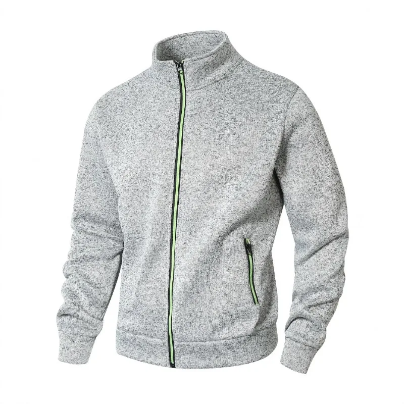

Men Spring and Autumn Fashion Solid Color Stand Collar Jacket Casual Long Sleeve Zipper Sweatshirt Men's Clothing Coats Jackets