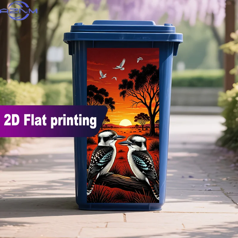 2D Flat Printing 1pc Trash Can Sticker ×cm, Australian Sunset Laughing Kookaburra Design, Self-Adhesive Wall Decal Wallpaper f