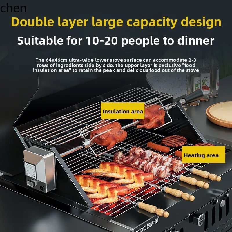 ZML gas charcoal dual purpose embedded barbecue grill villa outdoor kitchen courtyard barbecue table