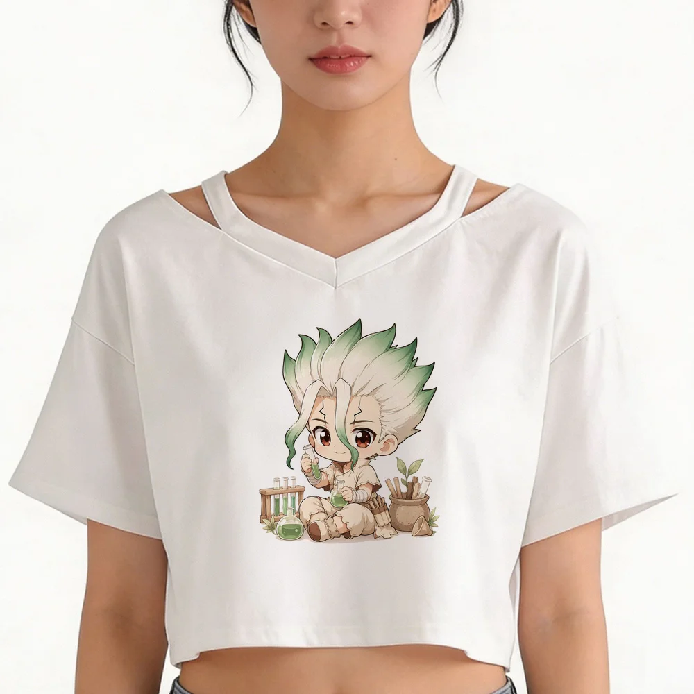 Dr Stone cropped top shoujo korean fashion kawaii cheap gothic streetwear shirt vintage emo dollette 2000s graphic