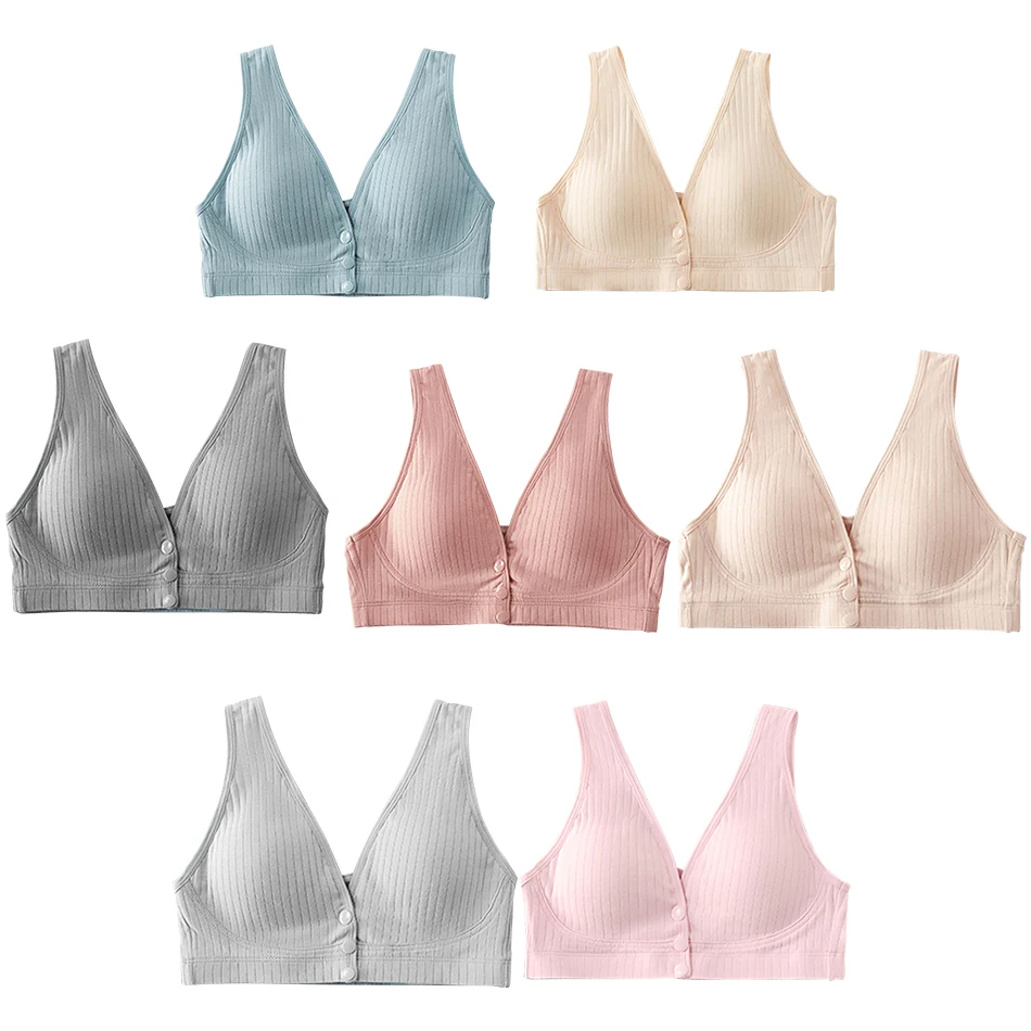 Maternity Nursing Bras in Soft Cotton with Thin Ribbed Pattern Front Open Design for Easy and Comfortable Breastfeeding Moments