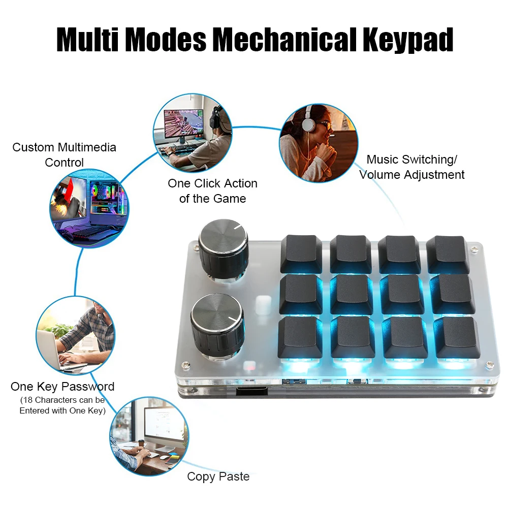 Imagem -02 - Teclado Macro Mecânico Macropad Mini Gaming Botão de Programação Personalizado Teclados Interruptor Vermelho com Bluetooth Iluminação Rgb