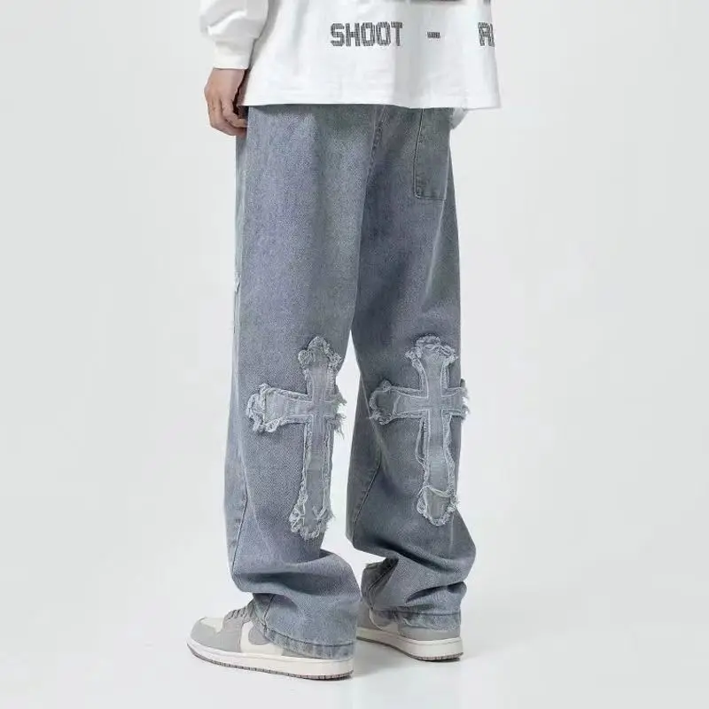 Street Hip Hop Low Aufstieg Für Männer Koreanische Y2k Mode Hosen Quer Denim Hosen Baggy Jeans Frauen Cargo Hosen Punk kleidung